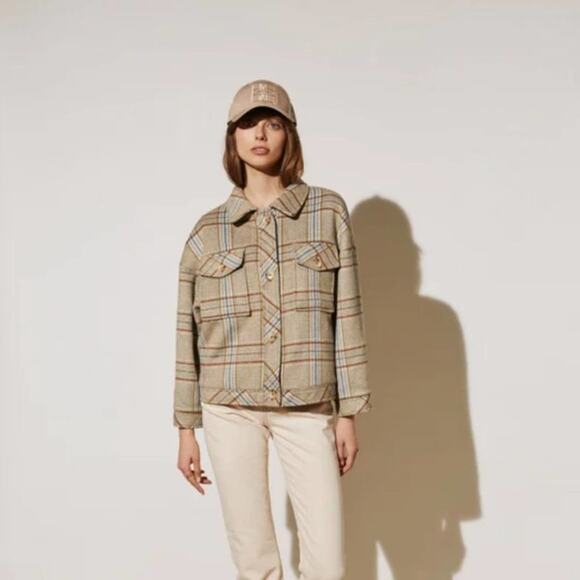 BY MALINA Holly Jacket Multi Check Plaid Wool Shacket - Picture 3 of 11